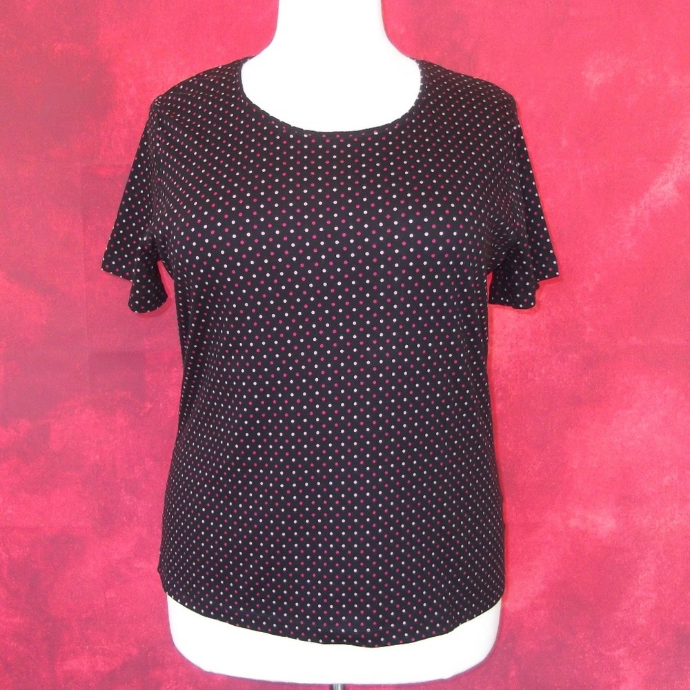 White Stag Dotted Black & Pink Tee XXL